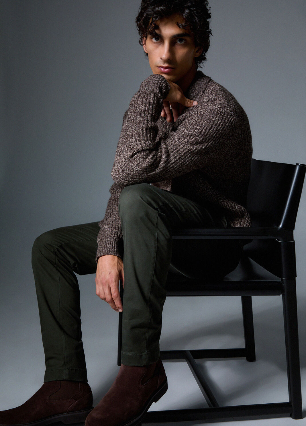 Chino trousers in gabardine moss green Liu Jo - large image number 3