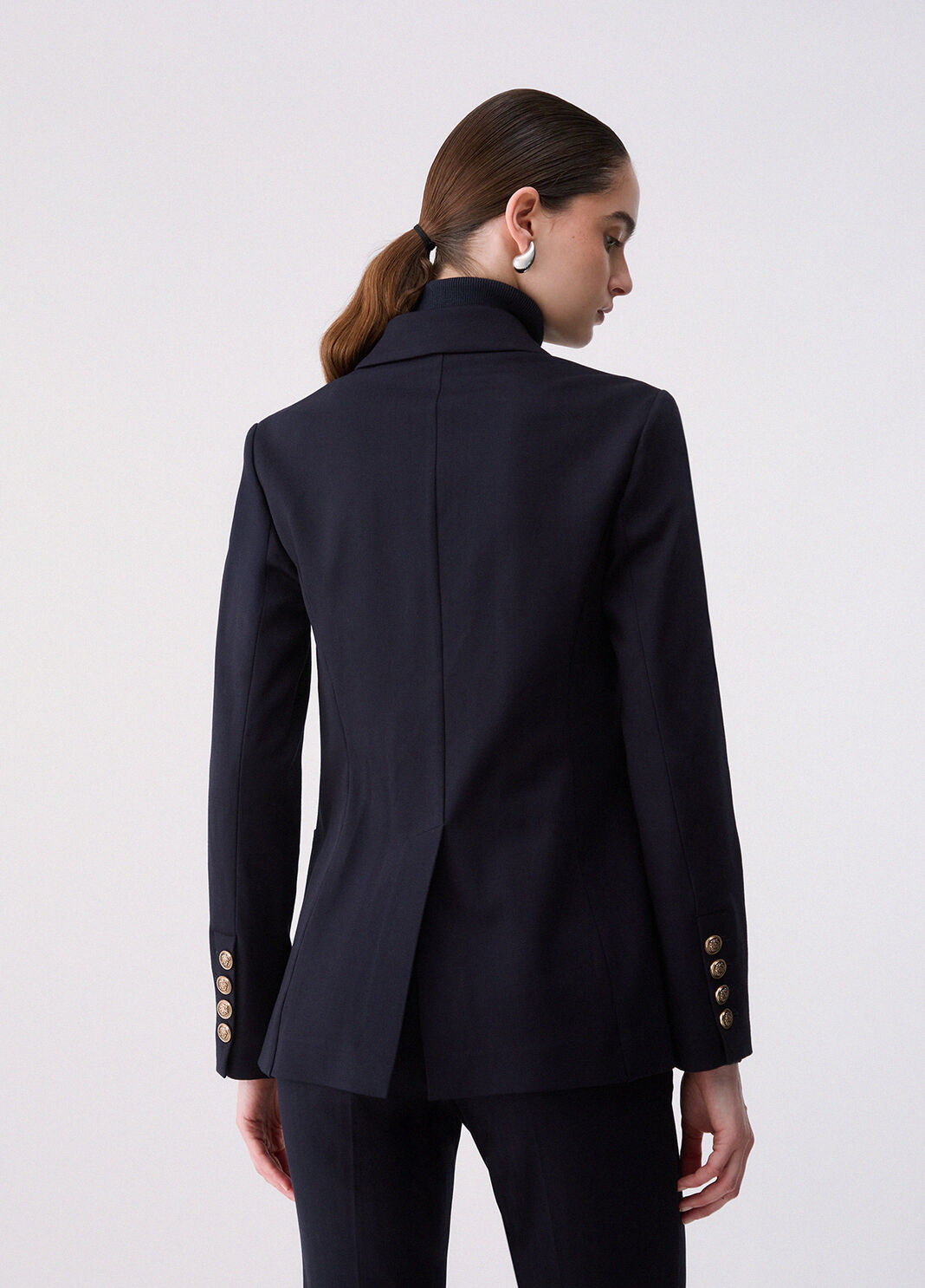 Chaqueta cruzada en punto Milano azul oscuro Liu Jo - large image number 1