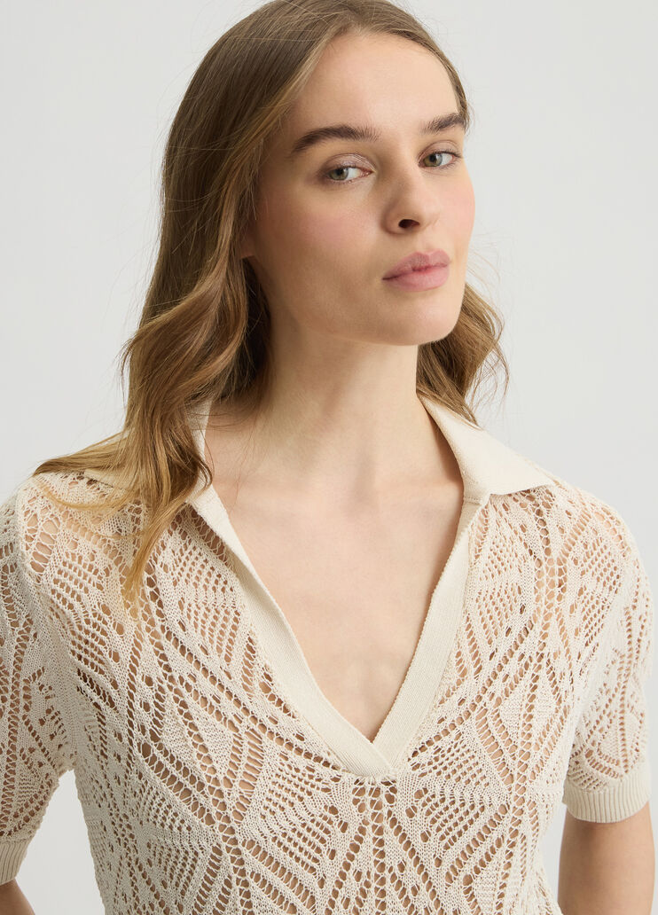 Cotton-blend crochet jumper light beige Liu Jo - large image number 2 Cotton-blend crochet jumper light beige Liu Jo - large image number 2