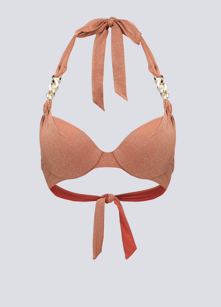 Push-up bikini top in lurex&reg; brown Liu Jo - large image number 4