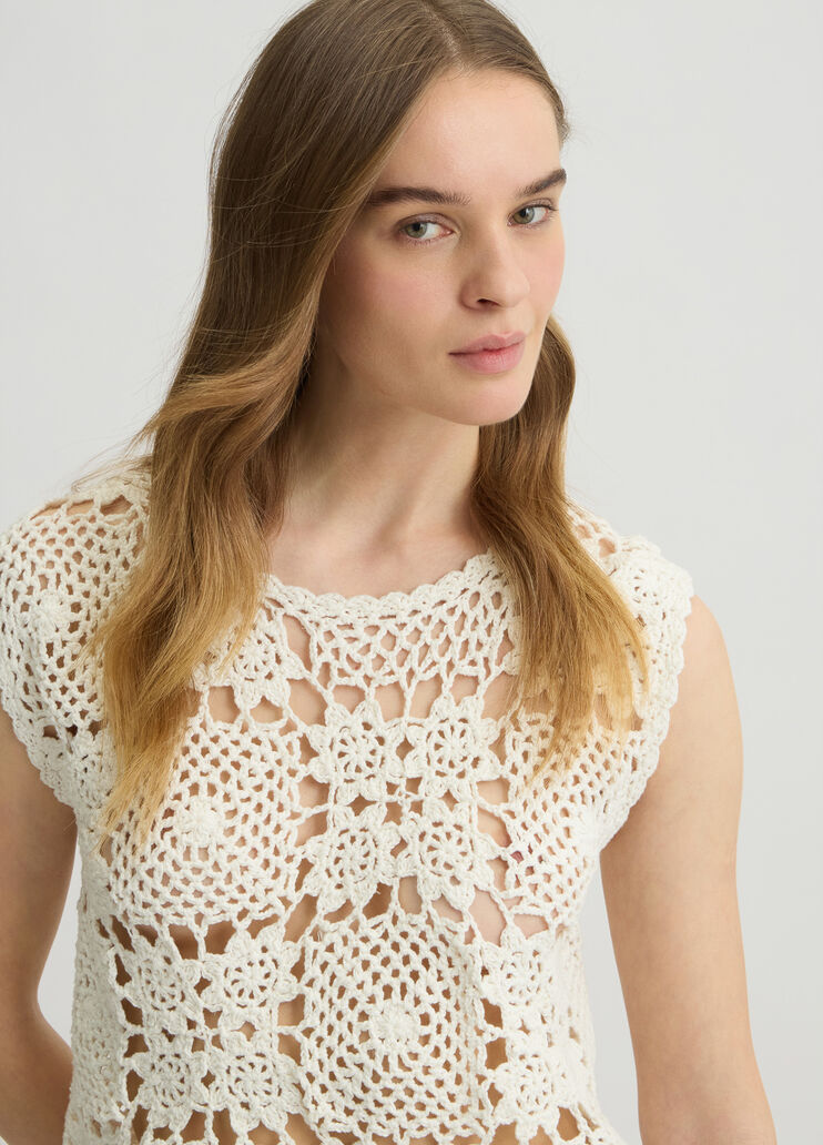 Crochet knit top white wool Liu Jo - large image number 2 Crochet knit top white wool Liu Jo - large image number 2