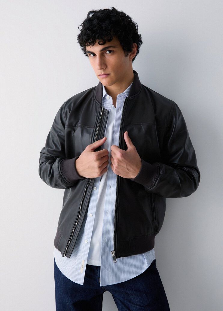 Leather bomber jacket chocolate Liu Jo - medium