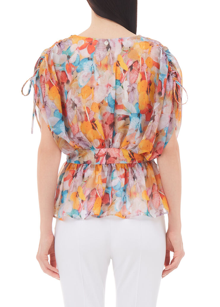 Top in chiffon stampato farfalle multicolor Liu Jo - large image number 1 Top in chiffon stampato farfalle multicolor Liu Jo - large image number 1