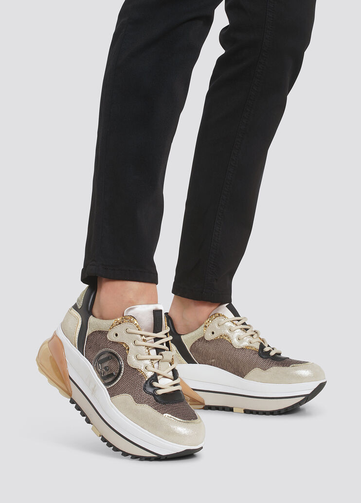 Suede platform sneakers with sequins gold Liu Jo - large image number 3