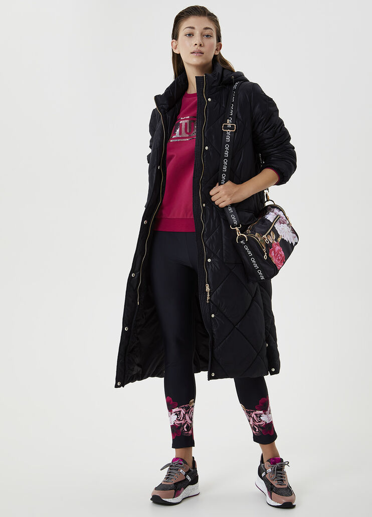Long padded jacket with hood Black Liu Jo - large image number 3