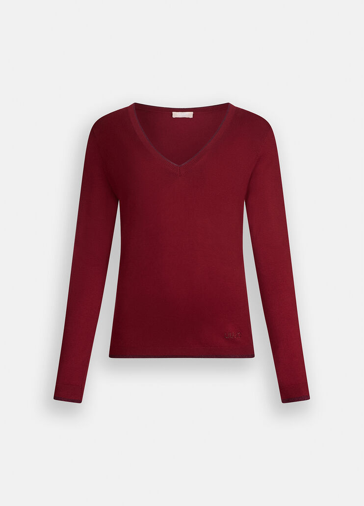 V-neck jumper red Liu Jo - large image number 6