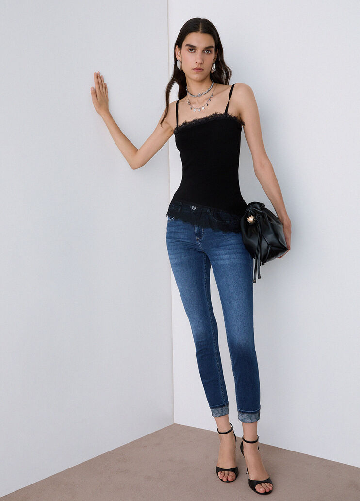 Jeans skinny con applicazioni denim blu scuro Liu Jo - medium