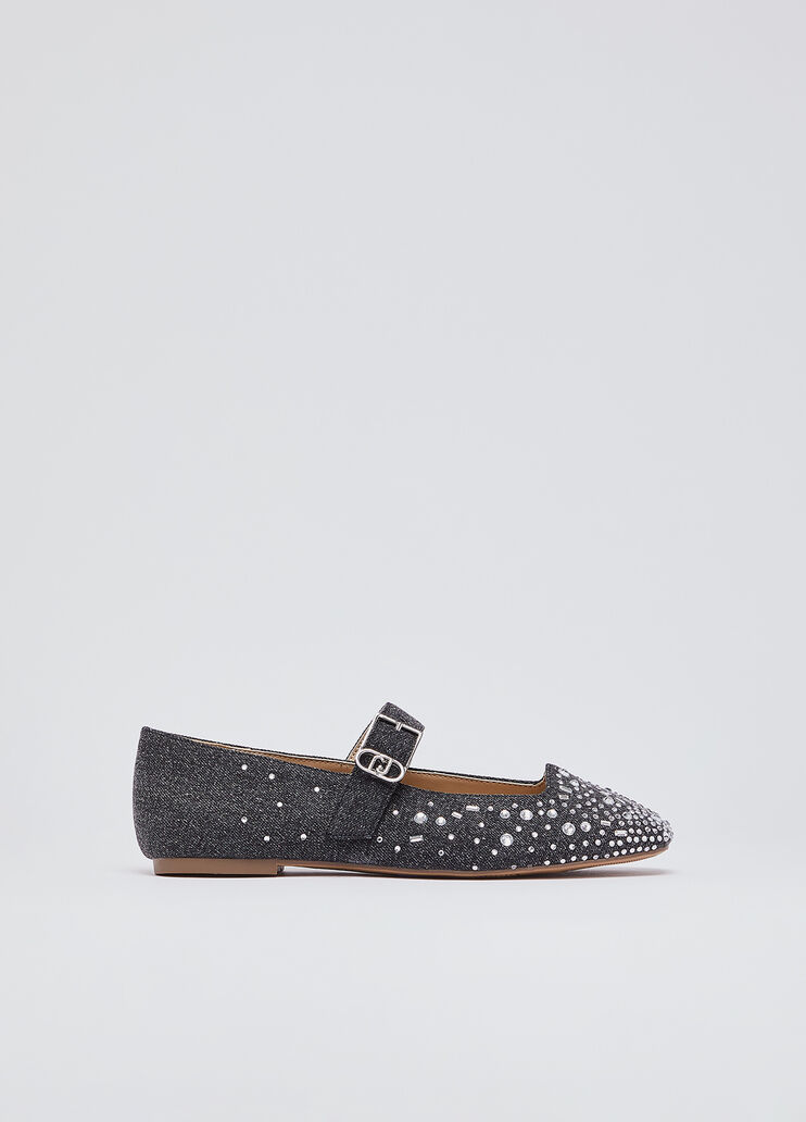 Ballerinas aus Denim mit Strass Grau Liu Jo - medium