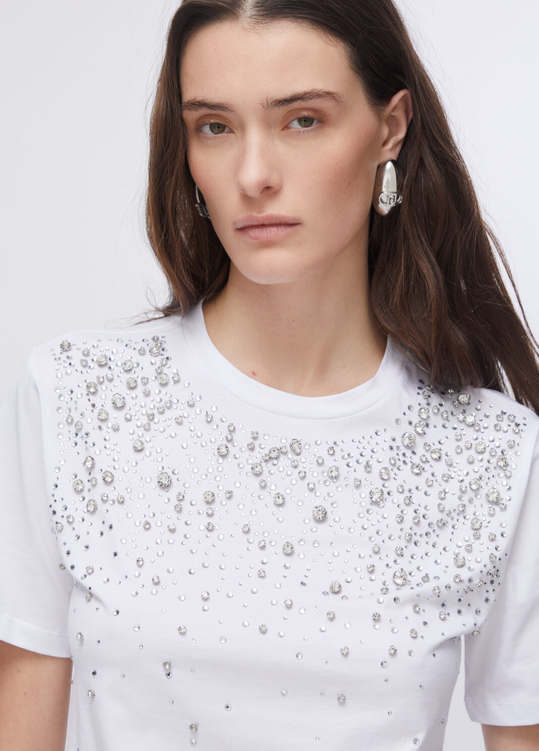 T-shirt with precious stones white Liu Jo - large image number 4