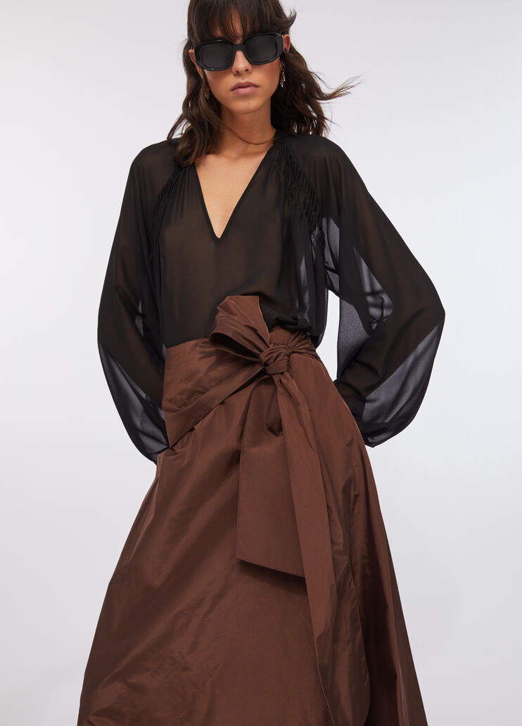 Jupe longue en taffetas marron foncé Liu Jo - medium