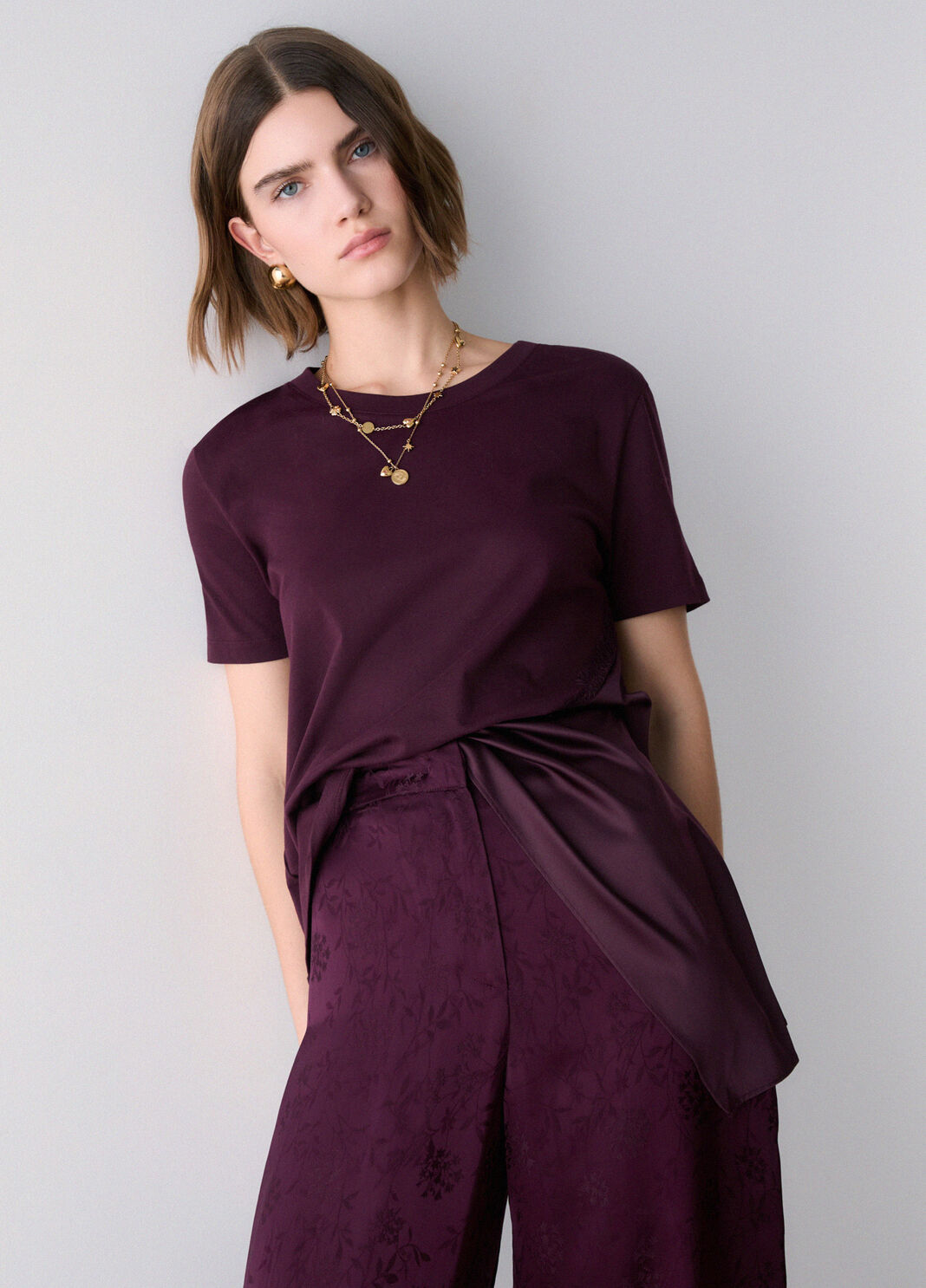 Bimaterial T-shirt aubergine Liu Jo - large image number 3