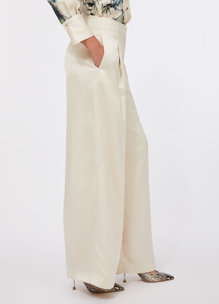 Satin palazzo trousers ivory Liu Jo - large image number 4