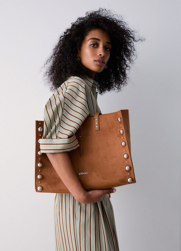Gro&szlig;e Tote Bag mit Nieten braun Liu Jo - medium
