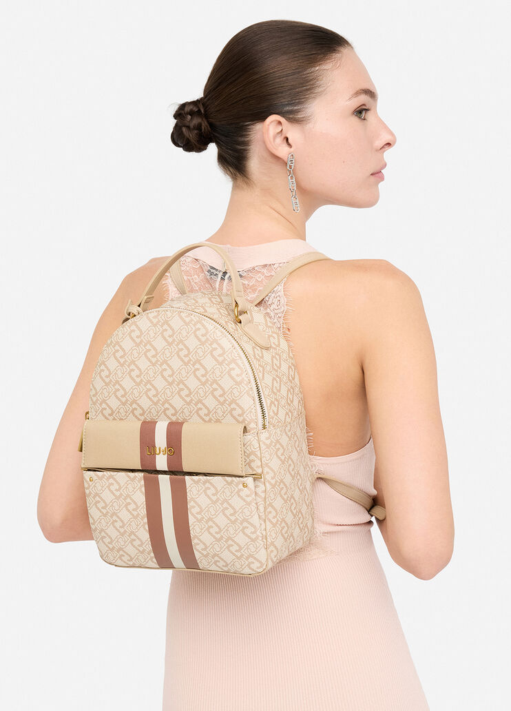 Rucksack with monogram print beige Liu Jo - medium Rucksack with monogram print beige Liu Jo - medium