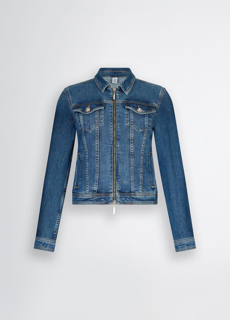 Denim jacket with zip dark denim Liu Jo - large image number 6 Denim jacket with zip dark denim Liu Jo - large image number 6