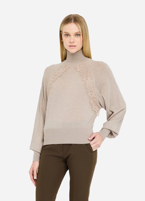 Dolcevita in lana con pizzo tortora Liu Jo - large image number 0