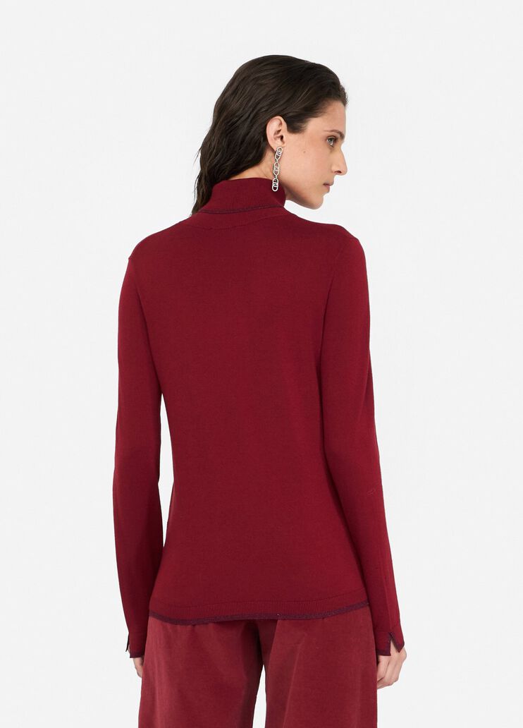 Polo-neck with lurex® details red Liu Jo - large image number 1