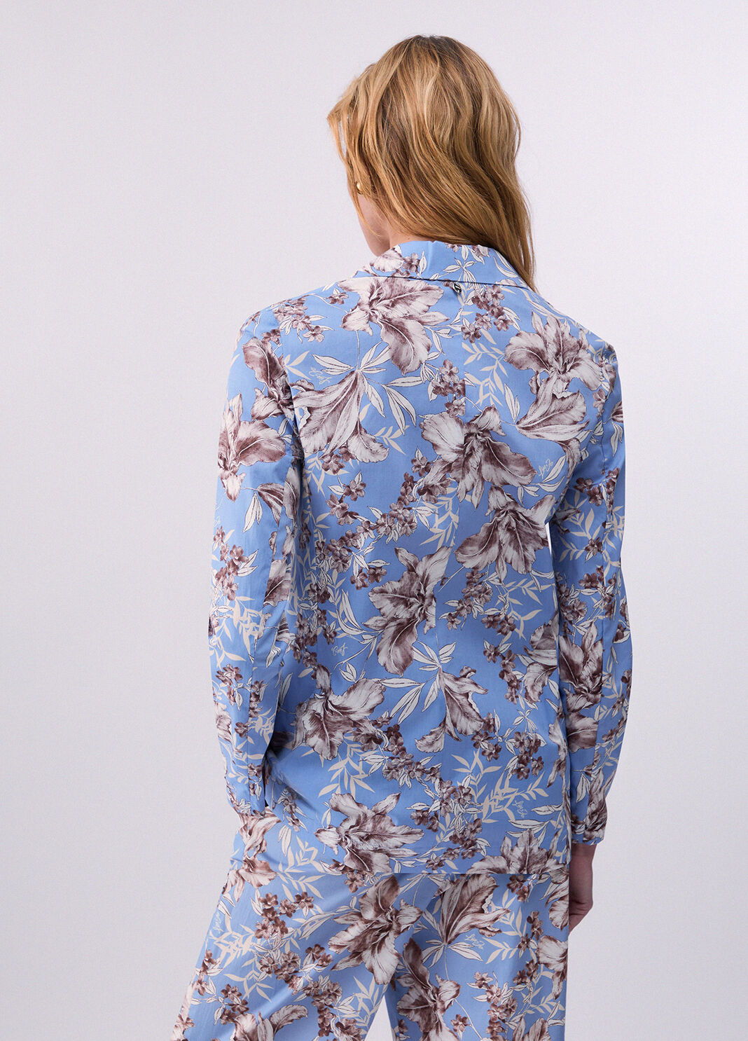 Blazer aus bedruckter Popeline Hellblau mit Print Liu Jo - large image number 1