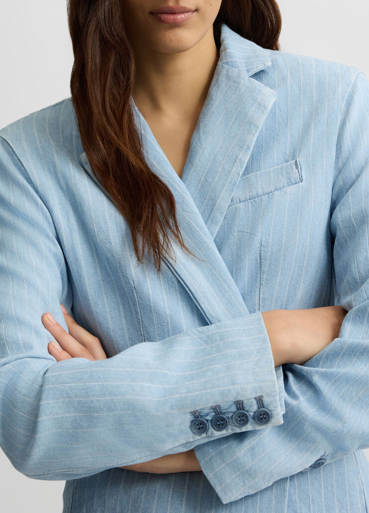 Pinstripe denim blazer light denim Liu Jo - large image number 2 Pinstripe denim blazer light denim Liu Jo - large image number 2