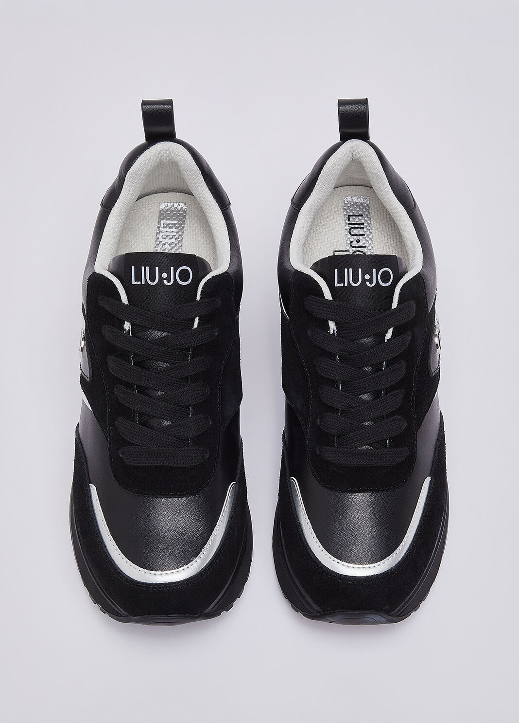 Sneakers plateforme en daim et cuir noir Liu Jo - large image number 3