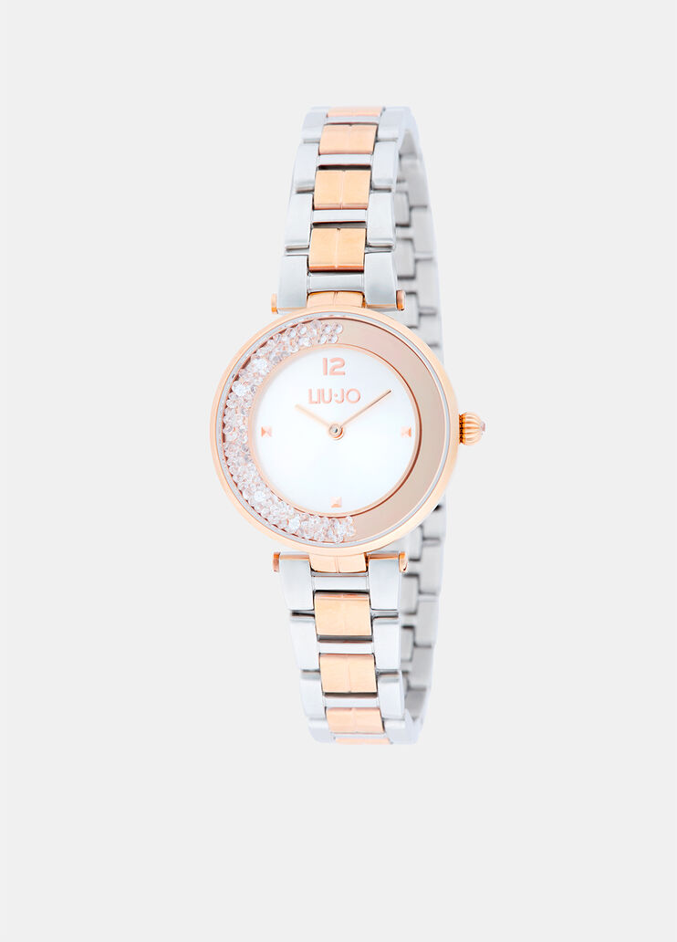 Steel watch with diamantés silver/rose gold Liu Jo - medium Steel watch with diamantés silver/rose gold Liu Jo - medium