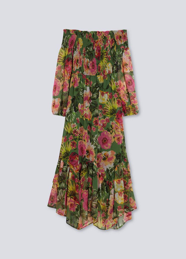 Long flowery dress green with floral print Liu Jo - large image number 4 Long flowery dress green with floral print Liu Jo - large image number 4