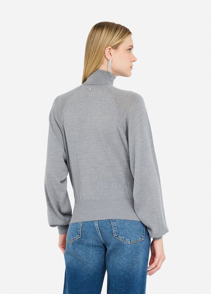 Wool turtleneck with lace grey Liu Jo - large image number 1 Wool turtleneck with lace grey Liu Jo - large image number 1