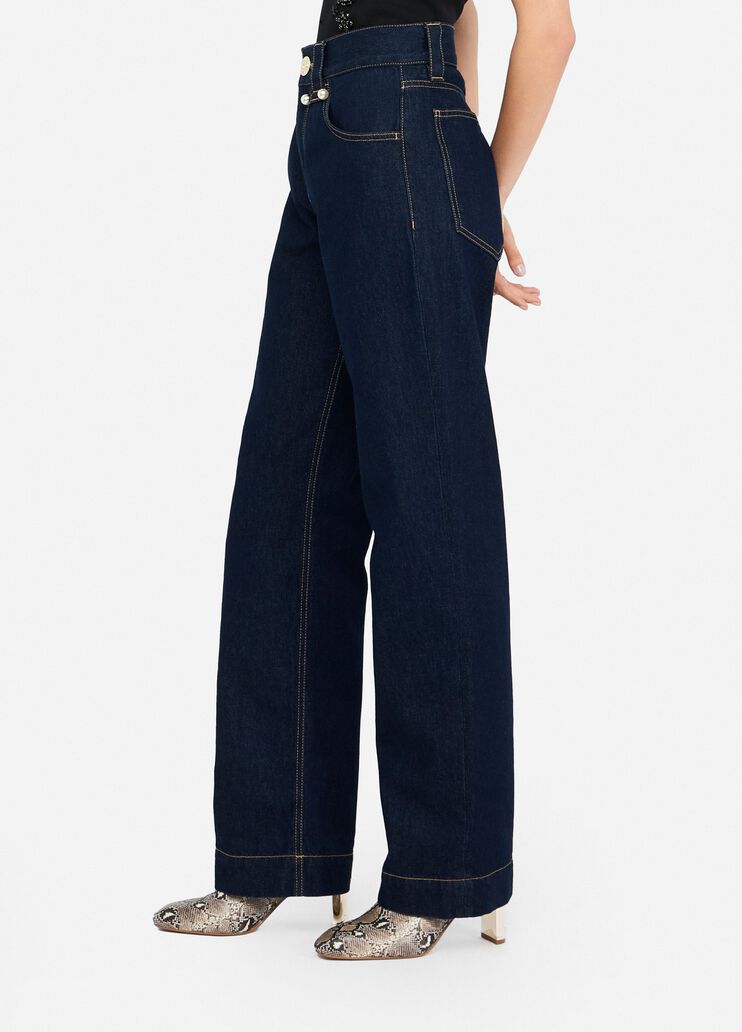 Straight jeans with jewelled beads dark blue denim Liu Jo - large image number 3 Straight jeans with jewelled beads dark blue denim Liu Jo - large image number 3