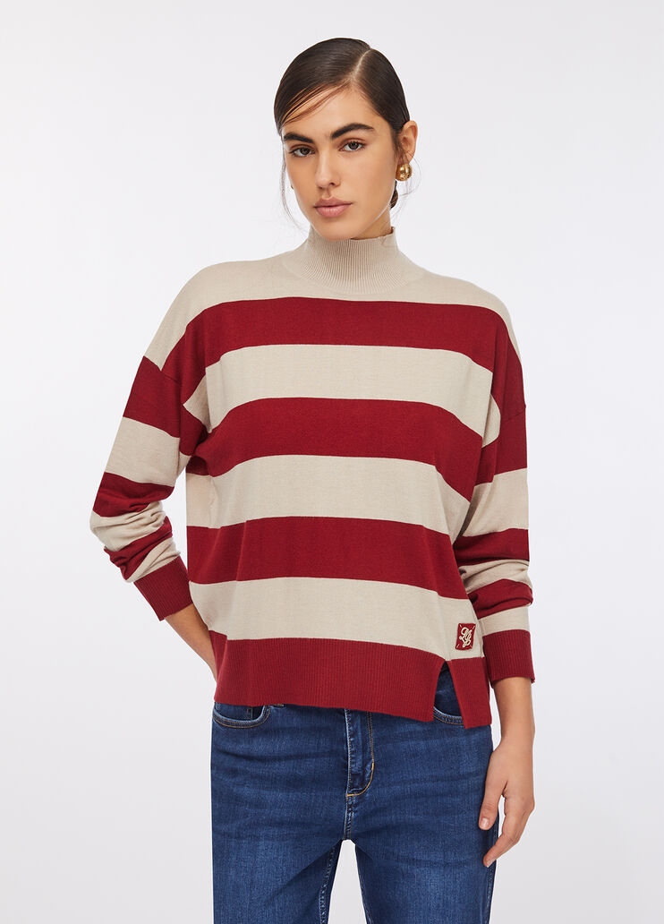 Lupetto a righe in misto lana rosso Liu Jo - large image number 0