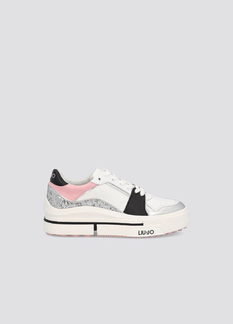 Sneakers con logo monogram bianco/rosa/nero Liu Jo - large image number 0 Sneakers con logo monogram bianco/rosa/nero Liu Jo - large image number 0