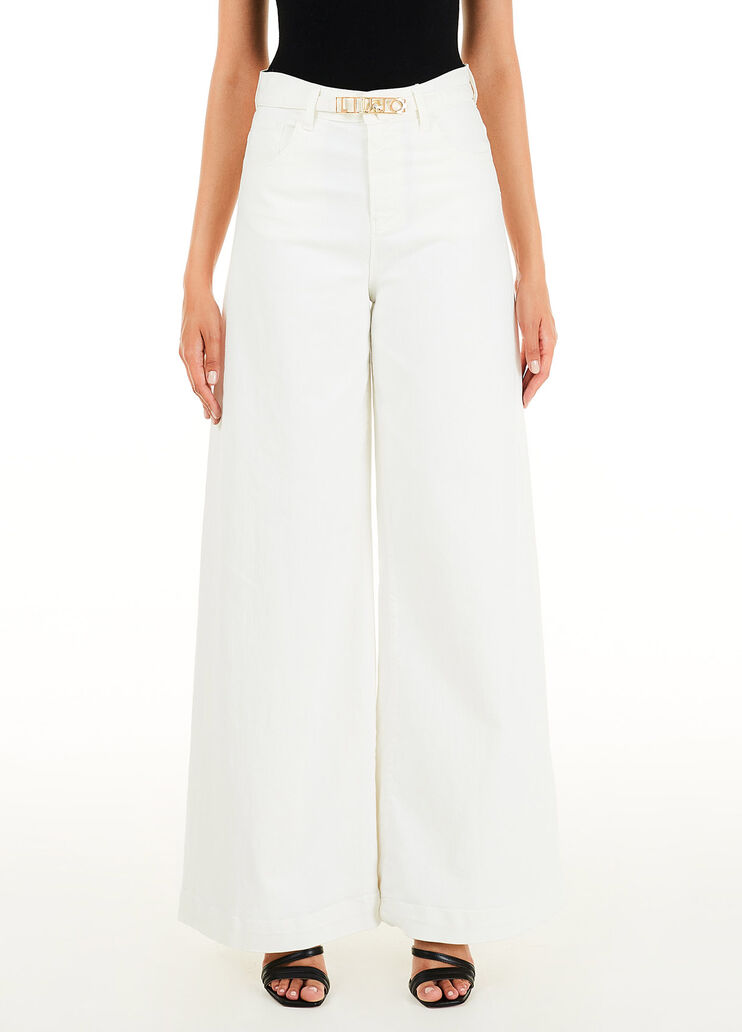 Брюки палаццо высокой посадки Белая шерсть Liu Jo - large image number 0 Брюки палаццо высокой посадки Белая шерсть Liu Jo - large image number 0