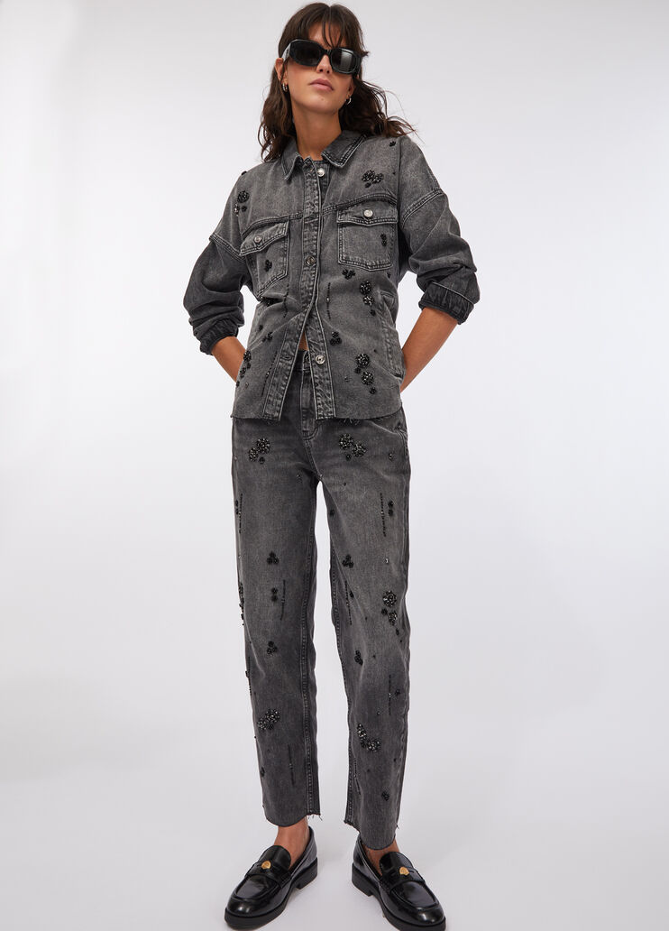 Straight-leg jeans with rhinestones black denim Liu Jo - large image number 2