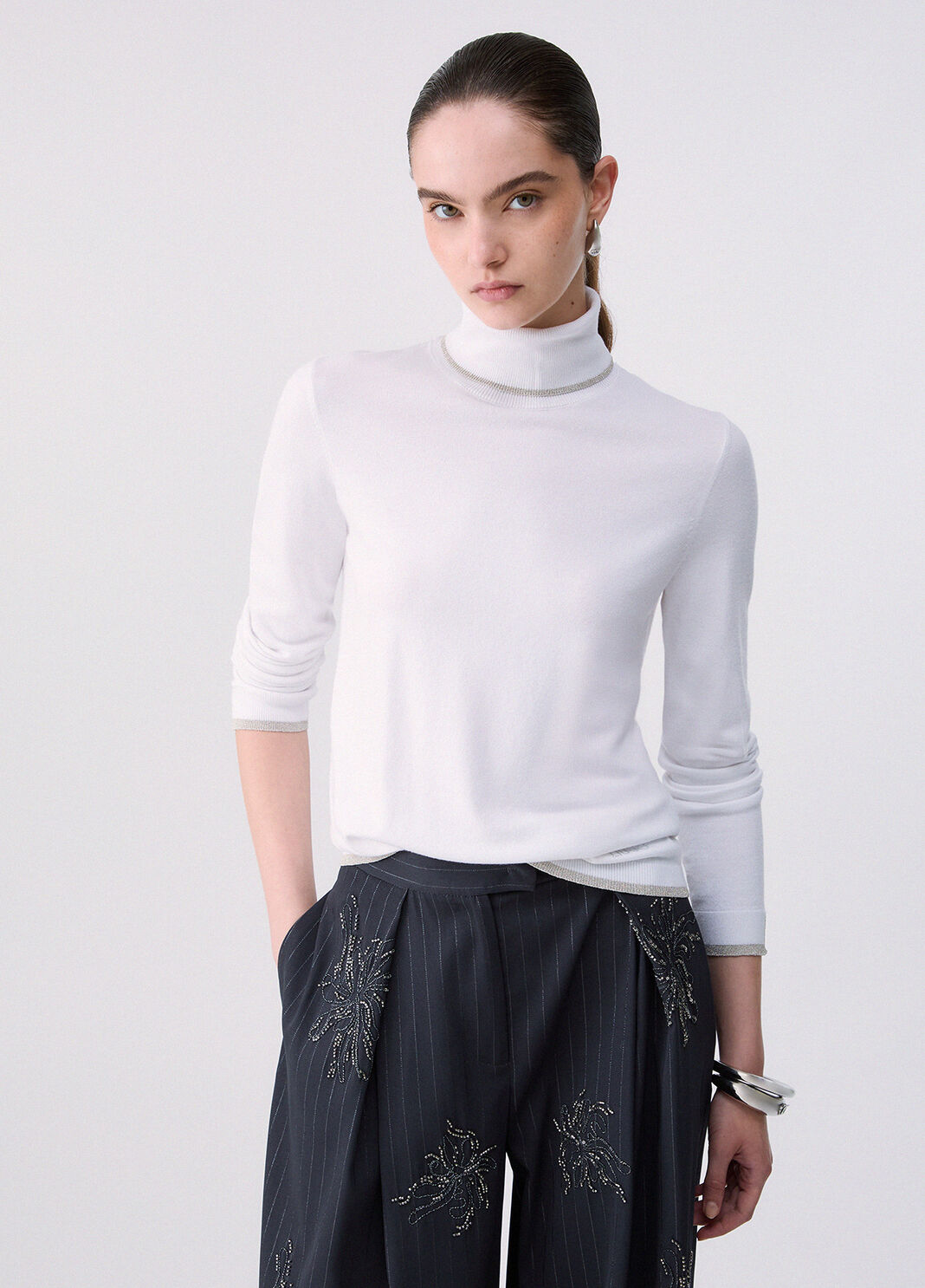 Водолазка с отделкой Lurex&reg; белая шерсть Liu Jo - large image number 0