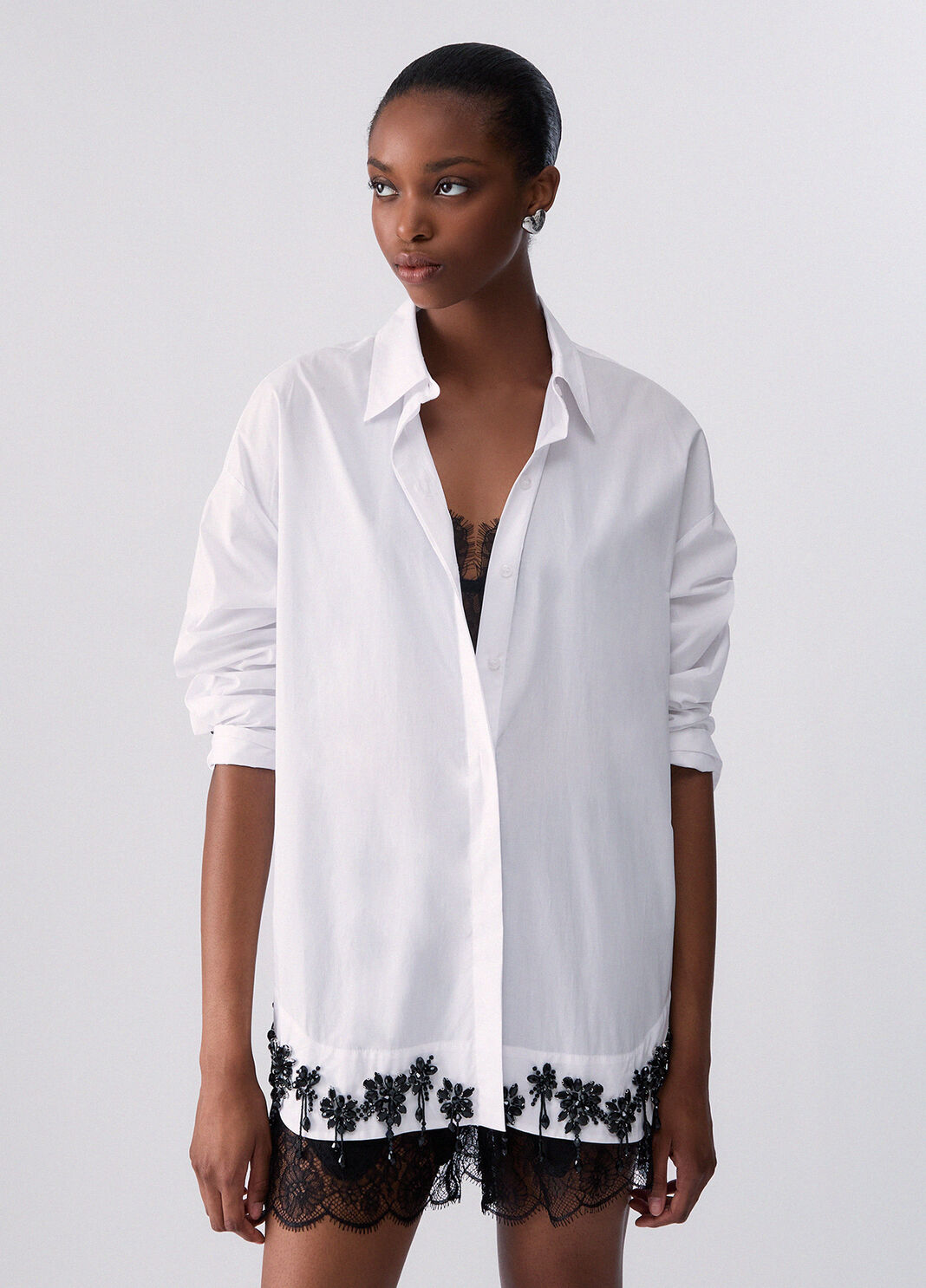 Poplin shirt with embroidery optical white Liu Jo - large image number 0