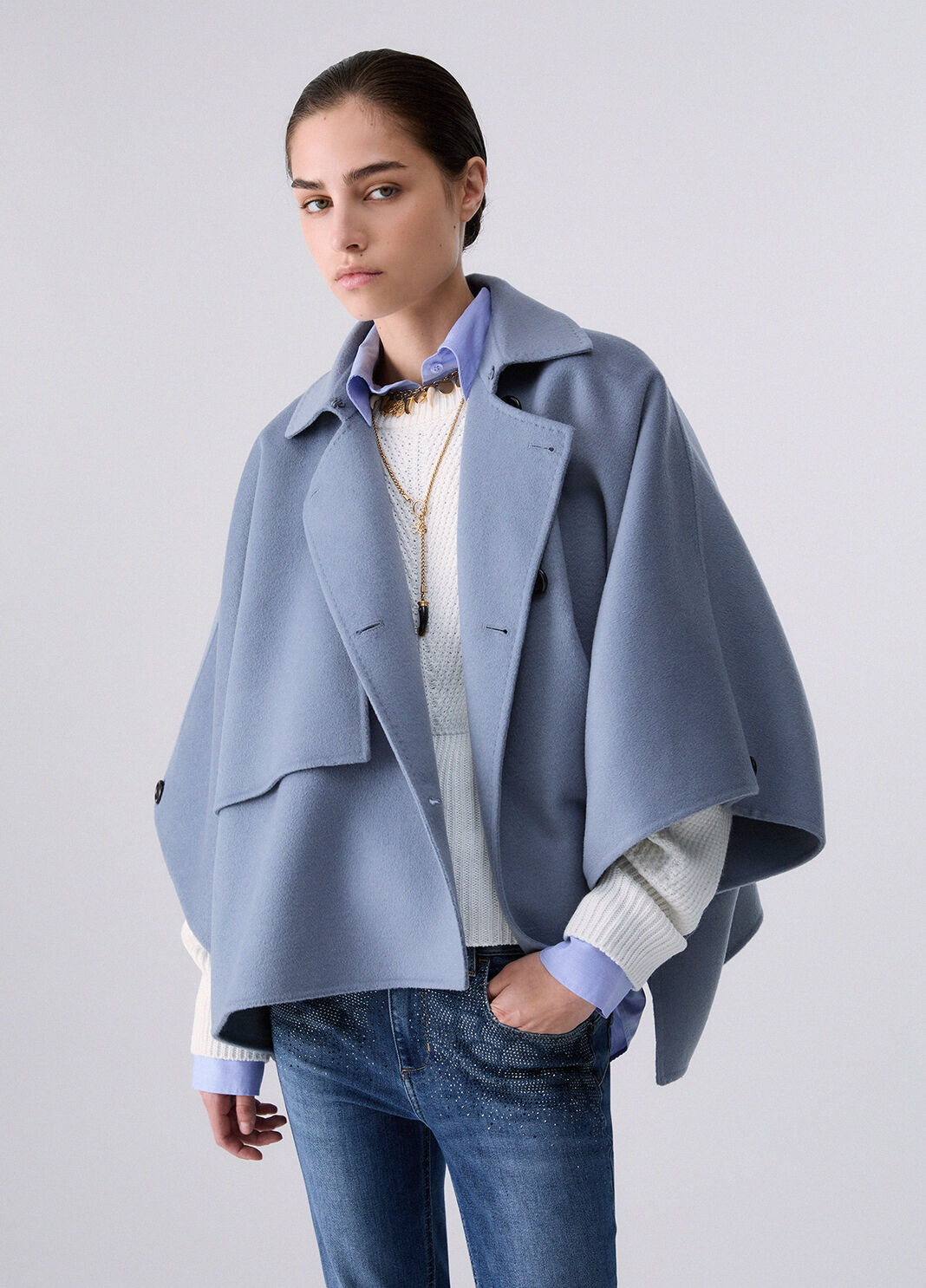 Wool Cape light blue Liu Jo - large image number 0