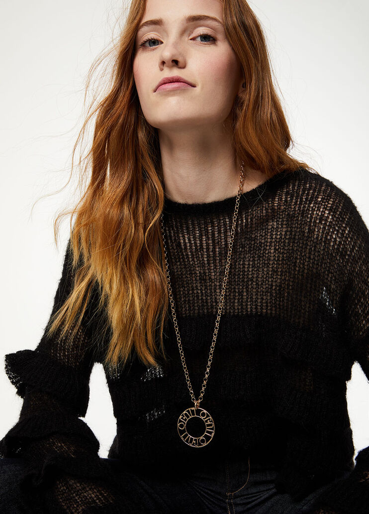 Ожерелье с крупной подвеской и логотипом Серый оттенка стали Liu Jo - large image number 1