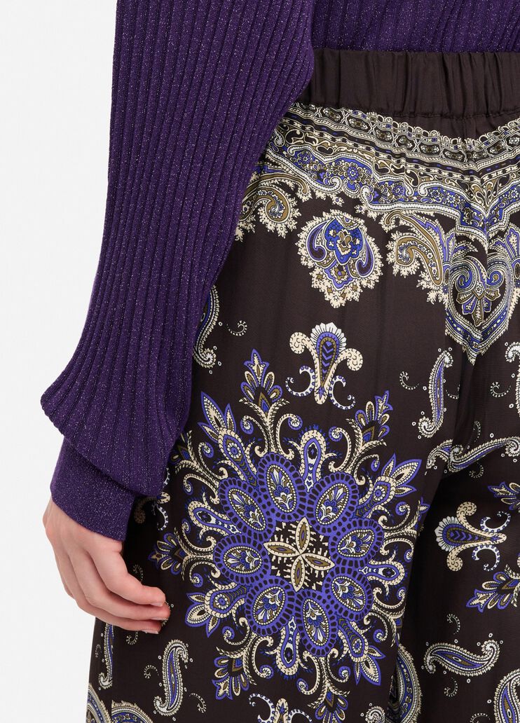 Pantalon en satin imprimé marron avec imprimé Liu Jo - large image number 4