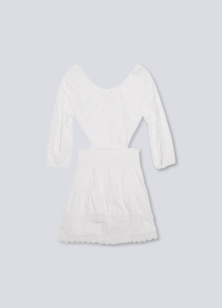 Short broderie anglaise denim dress white Liu Jo - large image number 4 Short broderie anglaise denim dress white Liu Jo - large image number 4