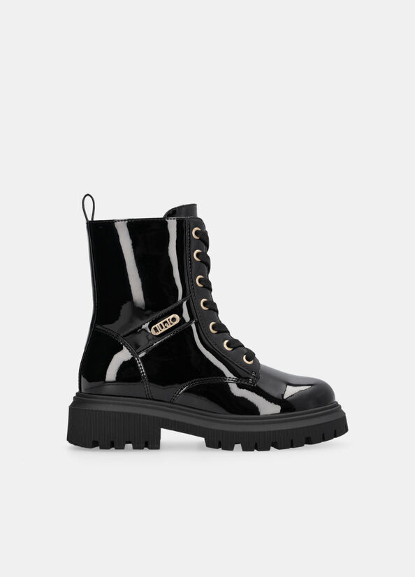 Glitter patent leather combat boots black Liu Jo - large image number 0