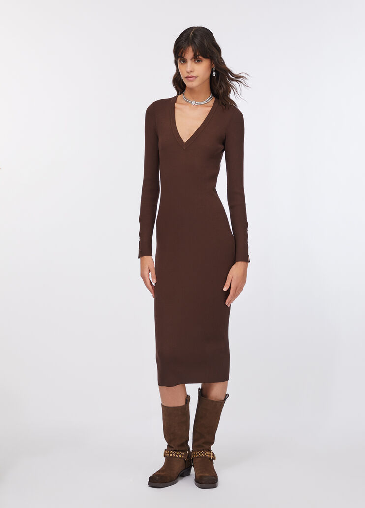 Knit dress with gemstones chocolate Liu Jo - large image number 0