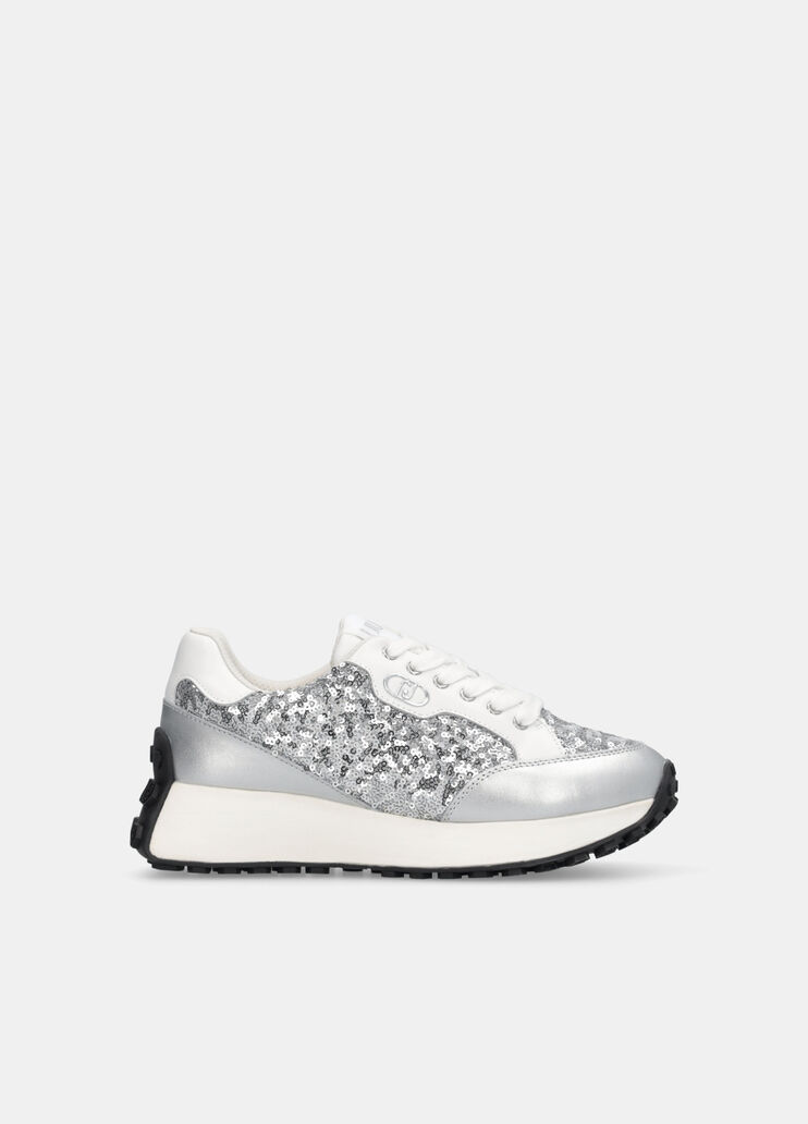 Sneakers with all-over glitter silver Liu Jo - large image number 1 Sneakers with all-over glitter silver Liu Jo - large image number 1