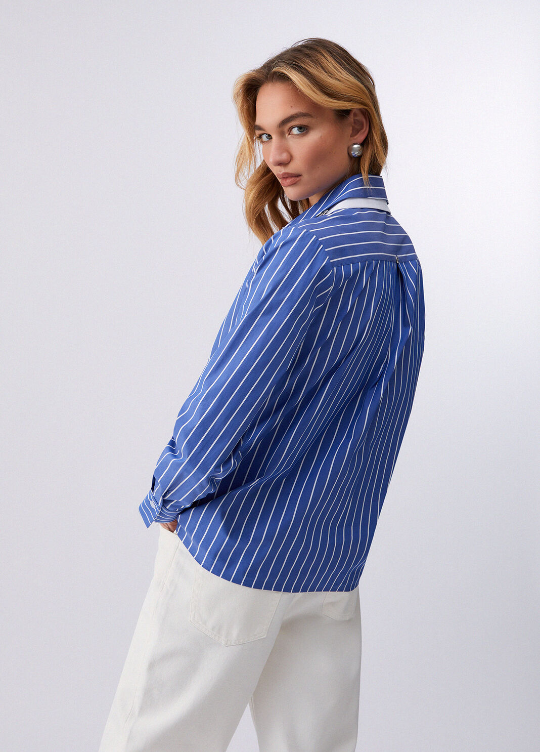 Shirt with detachable collar striped blue Liu Jo - large image number 1