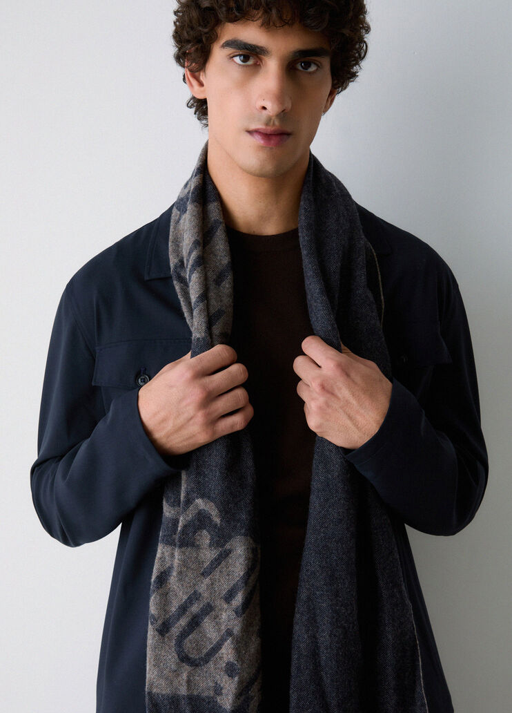 &Eacute;charpe en laine et cachemire bleu fonc&eacute; Liu Jo - medium