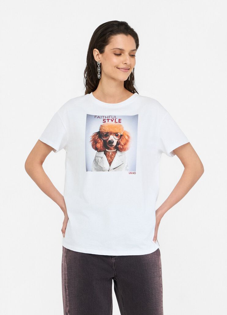 Printed T-shirt with rhinestones white Liu Jo - medium Printed T-shirt with rhinestones white Liu Jo - medium
