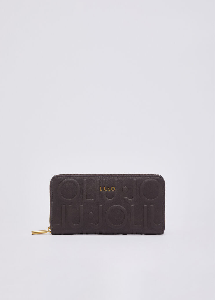 Large wallet with logo dark brown Liu Jo - medium