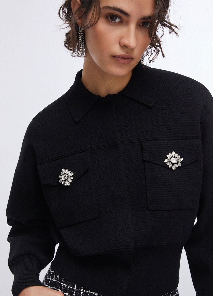 Giacca in maglia con bottoni gioiello nero Liu Jo - medium