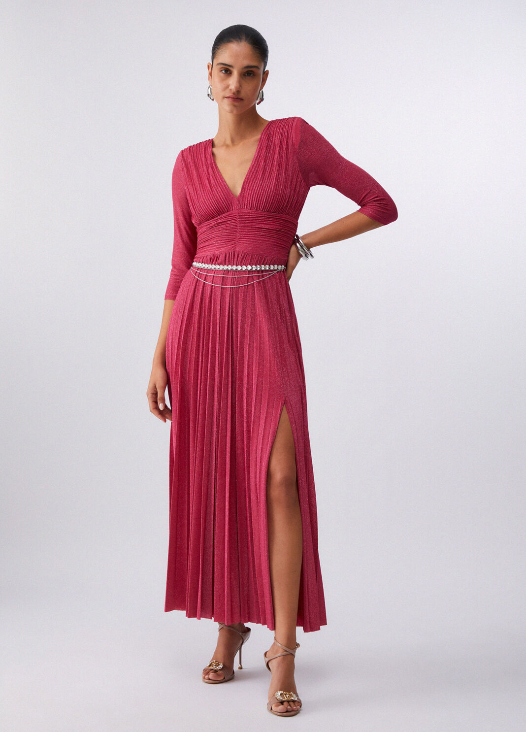 Langes Plisseekleid aus Lurex Rosa Liu Jo - large image number 5