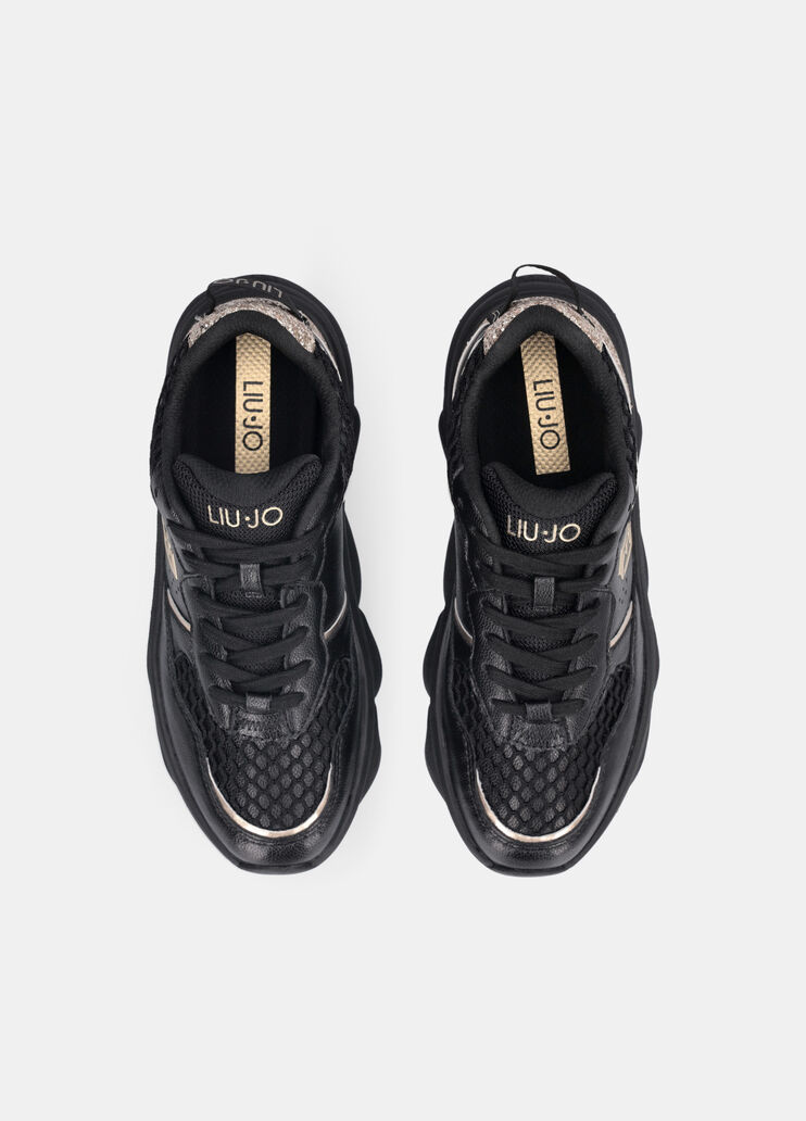 Chunky-Sneaker aus Leder und Glitter Schwarz Liu Jo - large image number 4