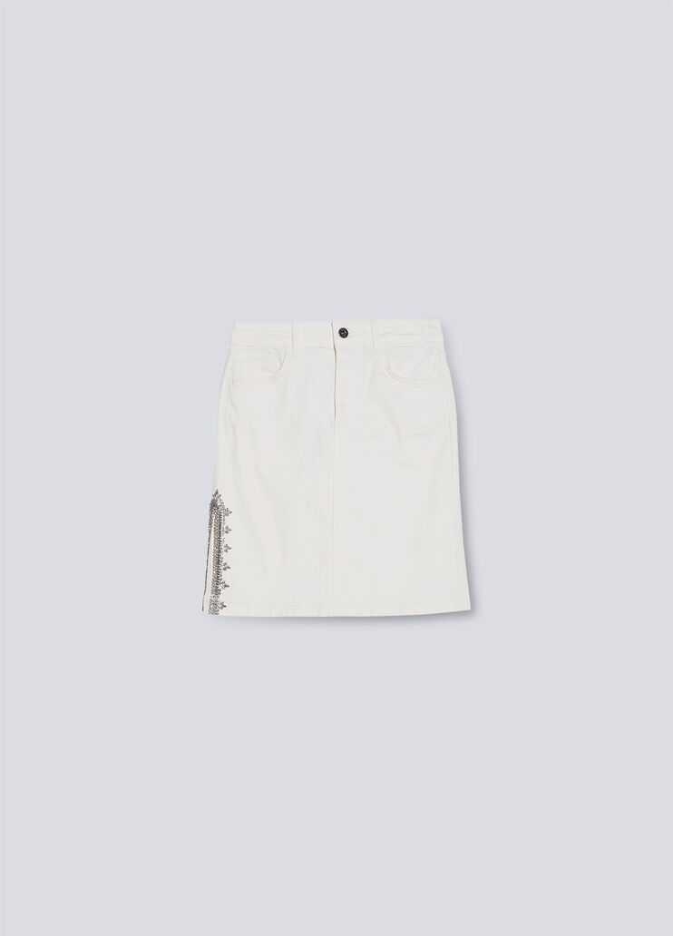 Longuette skirt with jewel stones white wool Liu Jo - large image number 4 Longuette skirt with jewel stones white wool Liu Jo - large image number 4