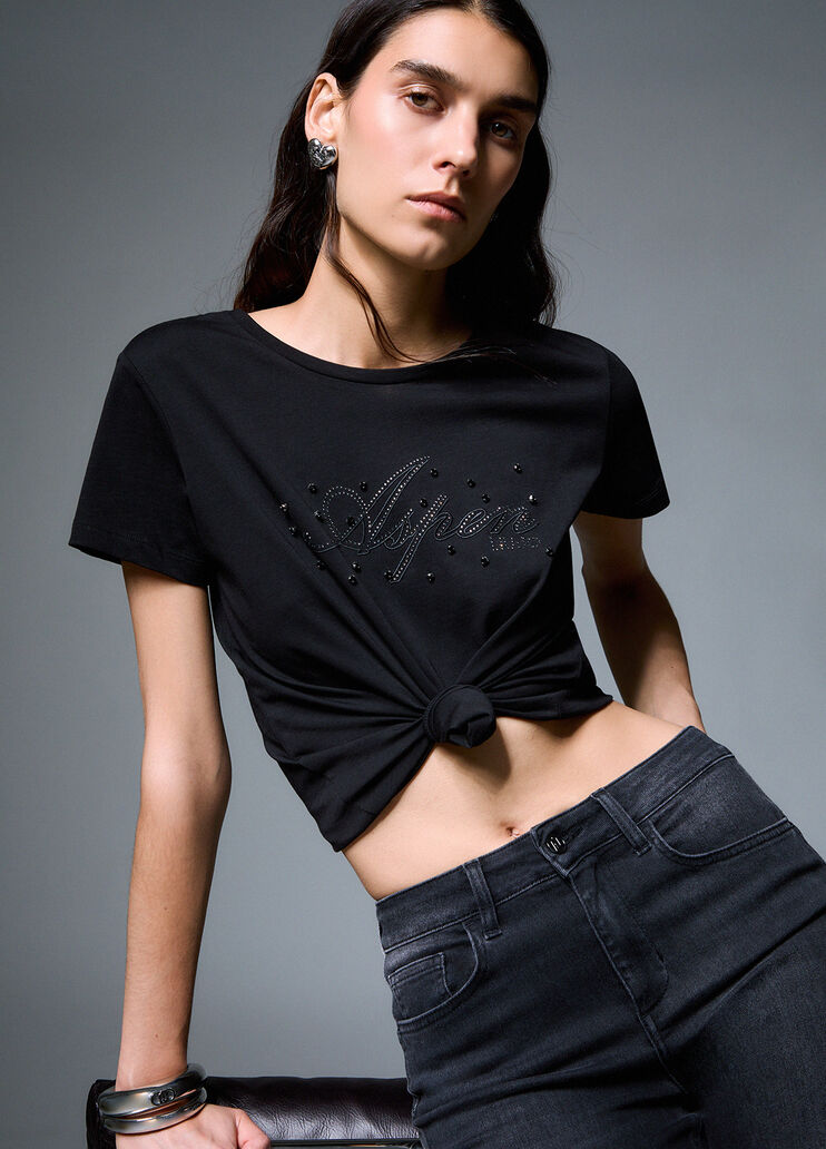 T-shirt with rhinestones black/Aspen Liu Jo - medium
